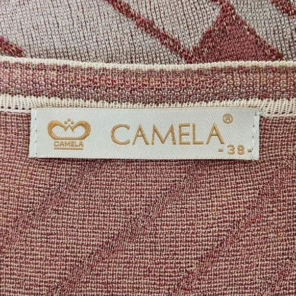 70s Vintage Camela International Pink Sparkle Mod Abstract Knit Cardigan Size M - Picture 8 of 11